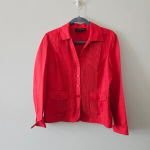 Jones New York Collection Coral Linen Button Down Blazer Size 4